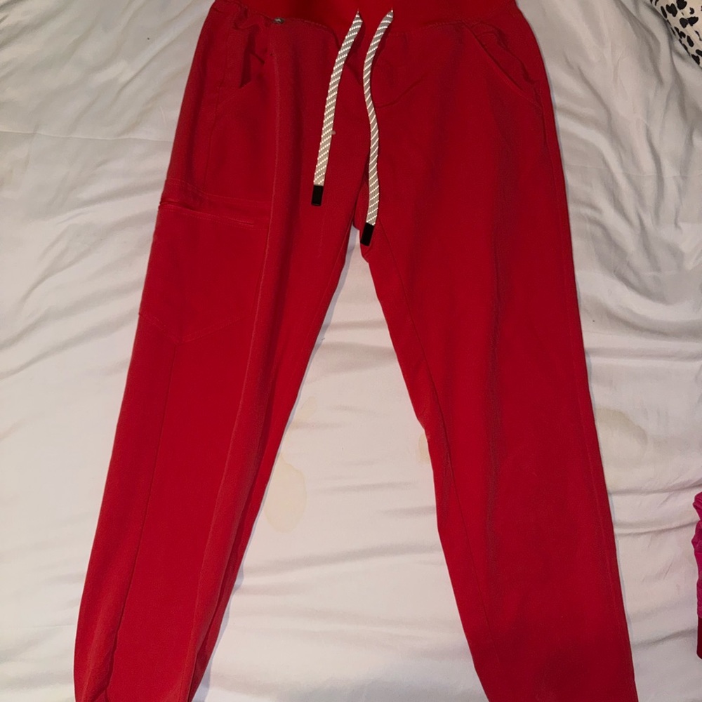Figs Neon Red Zamora Joggers